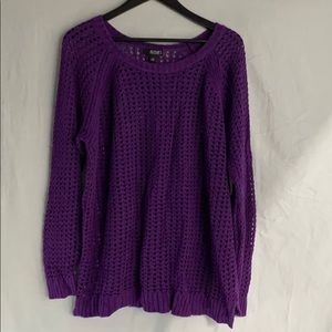 A.N.A. Open Weave Purple Sweater